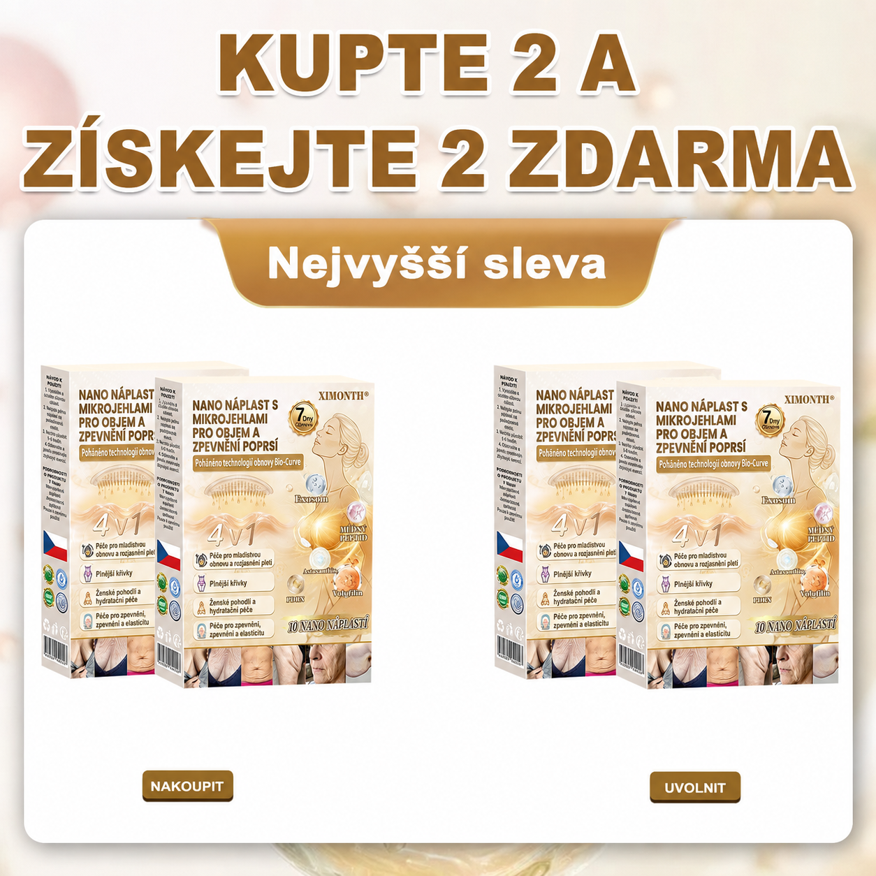 𝐗𝐈𝐌𝐎𝐍𝐓𝐇®🏆 Náplast s nano mikrojehličkami pro objem, pozvednutí a zpevnění poprsí Volufiline + Exosome + Copper Peptide formule poháněná technologií buněčné obnovy